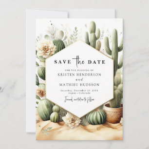 Rustic Modern Cactus Wedding Save The Date