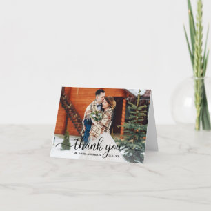 Rustic Modern Calligraphy Photo Wedding Note Thank You Card
