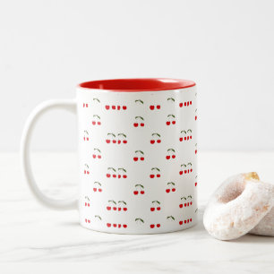 Rustic Modern Cherry Patterns Two-Tone Coffee Mug