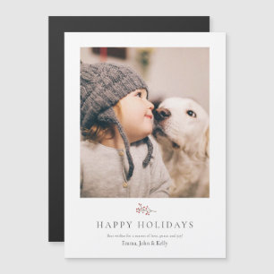Rustic Modern Christmas Holiday Photo Magnet Card