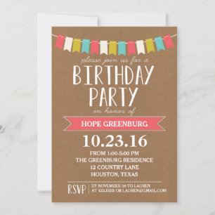 Rustic Modern Colourful Birthday Party Invitation