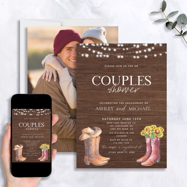 Rustic Modern Country Couples Shower Photo Invitation (Creator Uploaded)