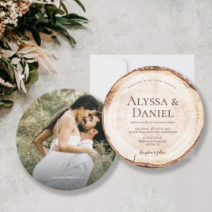 Rustic Modern Custom Photo Unique Wood Cut Invitation