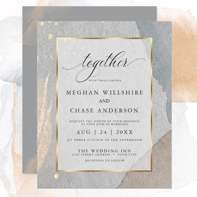 Rustic Modern Earthy Watercolor on Stone Texture Invitation (Creator Uploaded)