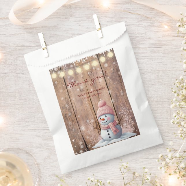 Rustic Modern Elegant Snowman Baby Shower Favour Bags (Clipped)