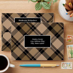 Rustic Modern Fall Brown Tartan Plaid Personalised Envelope