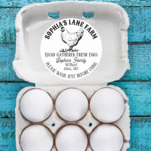 Rustic Modern Farm Name With Chicken Illustration Classic Round Sticker