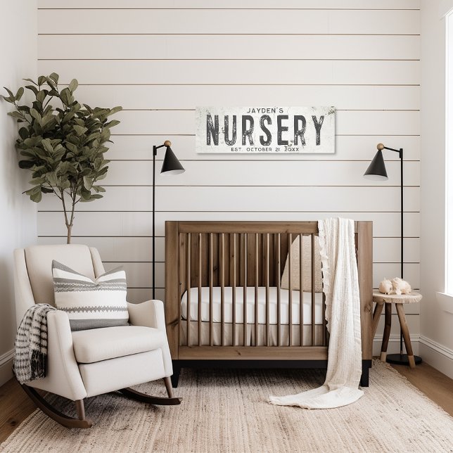 Rustic Modern Farmhouse Baby Nursery Long Canvas Print (Creator Uploaded)