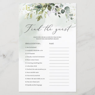 Rustic modern find the guest bridal shower game