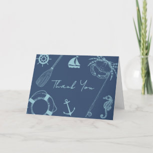 Rustic Modern Fishing Nautical Boy Baby Shower  Thank You Card