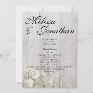 Rustic Modern Floral Wedding Ceremony Program V2 Invitation