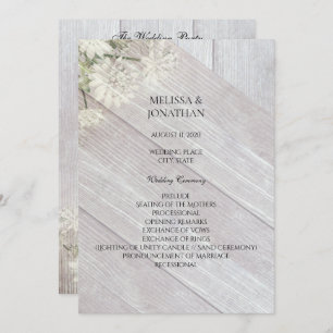 Rustic Modern Floral Wedding Ceremony Program V3 Invitation