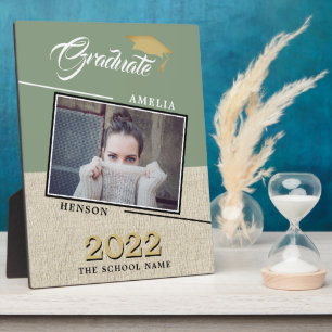 Rustic Modern Green Graduate Photo Graduation Plaque