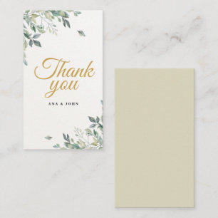Rustic Modern Green Leaves Wedding Thank You Card