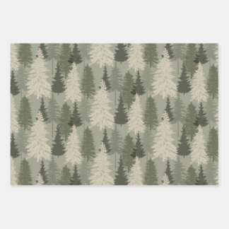 Rustic Modern Green Sage Pine Forest  Wrapping Paper Sheet