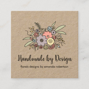 Rustic Modern Handmade Floral Etsy Home Crafter  Square Business Card