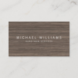 Rustic Modern Handyman, Builder Brown Wood Business Card