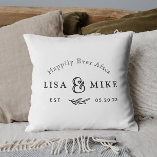 Rustic Modern Happily Ever After Wedding Gift Cushion
