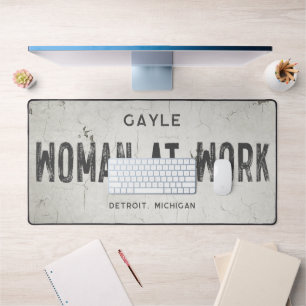 Rustic Modern Industrial Farmhouse Girl Name City Desk Mat