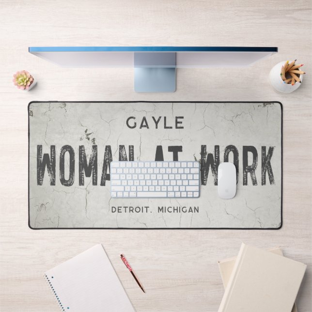 Rustic Modern Industrial Farmhouse Girl Name City Desk Mat (Office 1)