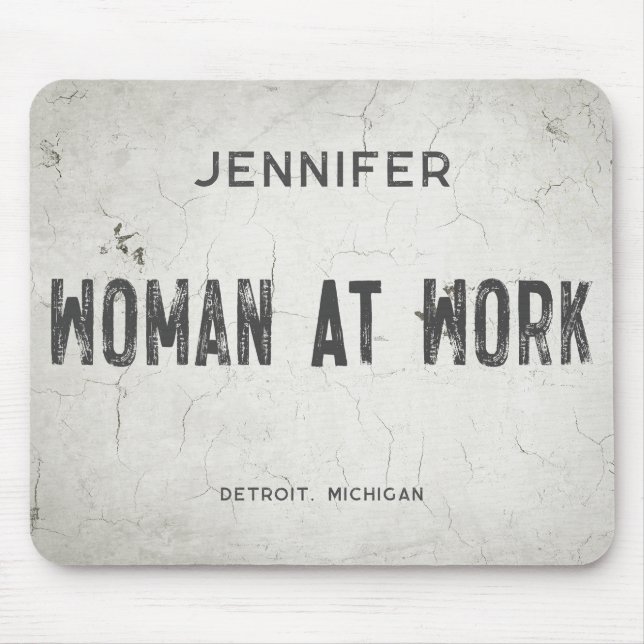 Rustic Modern Industrial Farmhouse Girl Name City Mouse Mat (Front)