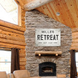 Rustic Modern Industrial Farmhouse Retreat Canvas Print<br><div class="desc">Elevate your living space with our exquisite stretched canvas wall art industrial farmhouse cabin or cottage retreat house sign, where timeless charm meets modern farmhouse aesthetics. This art piece effortlessly combines rustic elegance with an industrial edge, featuring a faux cracked and distressed off-white background that exudes a sense of history...</div>