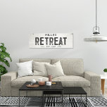 Rustic Modern Industrial Farmhouse Retreat Long Canvas Print<br><div class="desc">Elevate your living space with our exquisite stretched canvas wall art industrial farmhouse cabin or cottage retreat house sign, where timeless charm meets modern farmhouse aesthetics. This art piece effortlessly combines rustic elegance with an industrial edge, featuring a faux cracked and distressed off-white background that exudes a sense of history...</div>