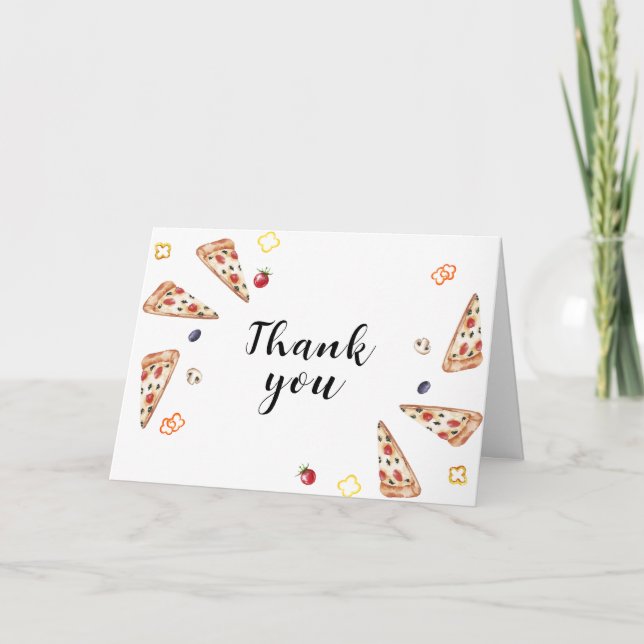 Rustic Modern Italian Slice Pizza Baby Shower  Thank You Card (Front)