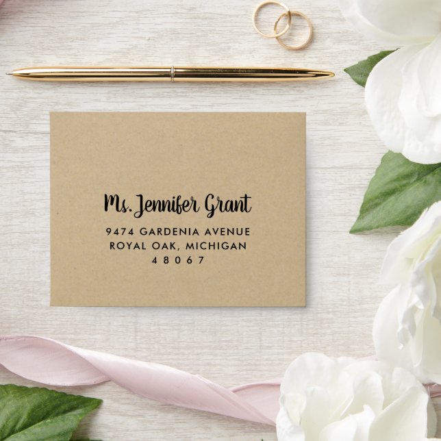 Rustic Modern Kraft and Black Wedding RSVP Envelope (Wedding)