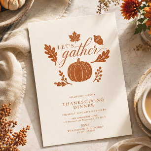 Rustic Modern Let's Gather Thanksgiving Dinner Invitation