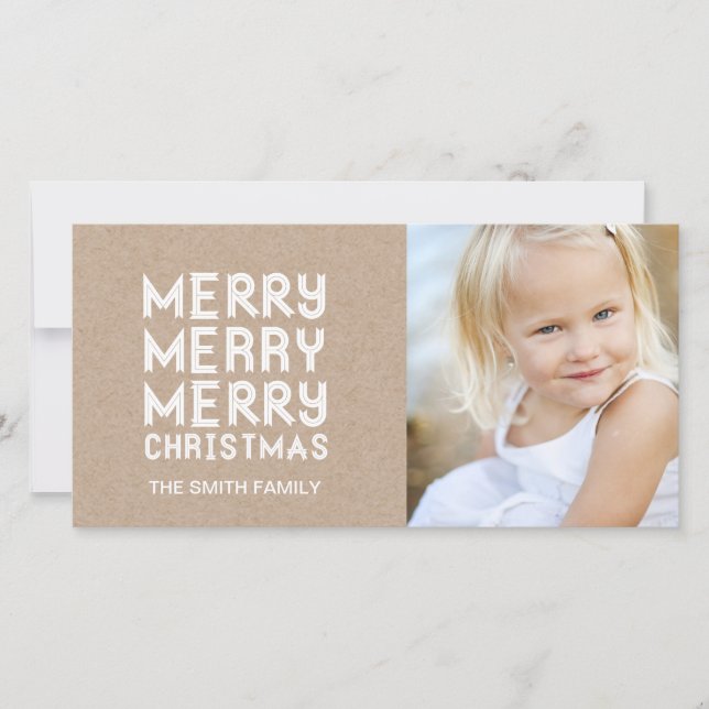 RUSTIC MODERN MERRY CHRISTMAS HOLIDAY PHOTO CARD (Front)