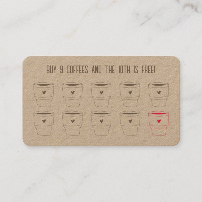 Rustic Modern Minimalist Coffee Shop Cafe Loyalty Card (Front)