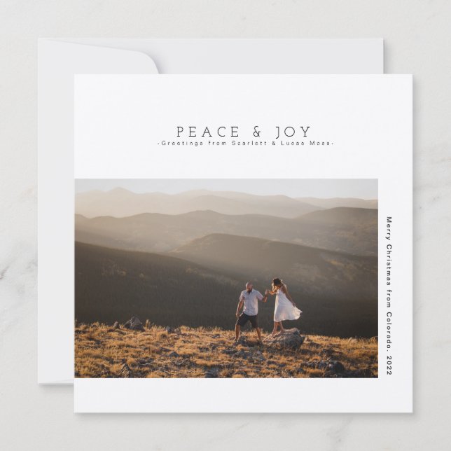 Rustic Modern Minimalist Holiday | Peace & Joy Save The Date (Front)