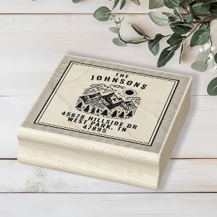 Rustic Modern Mountains Custom Rubber Stamp
