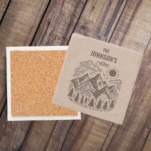 Rustic Modern Mountains Custom Stone Coaster
