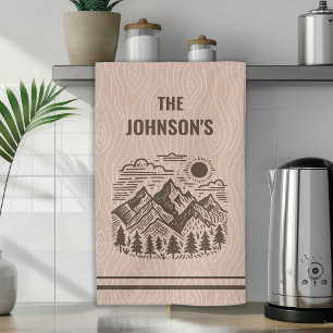 Rustic Modern Mountains Custom Tea Towel
