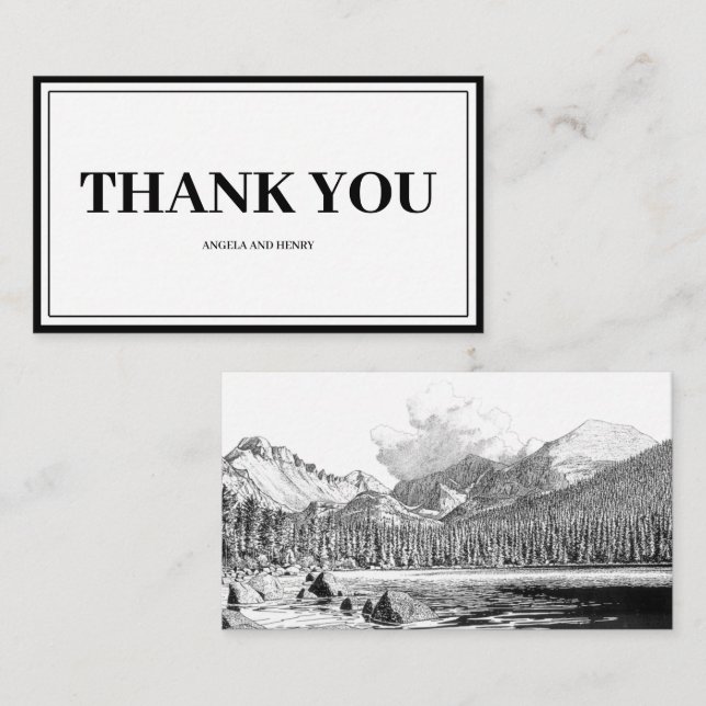 Rustic Modern Mountains Scenery Thank You Card (Front/Back)