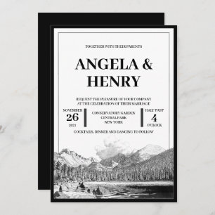 Rustic Modern Mountains Scenery Wedding Invitation