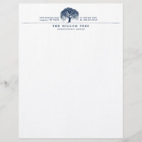 Rustic Modern Navy Blue Willow Tree Logo
