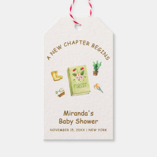 Rustic Modern New Chapter Garden Book Baby Shower  Gift Tags