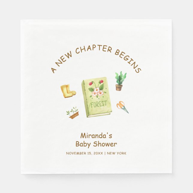 Rustic Modern New Chapter Garden Book Baby Shower  Napkin (Front)