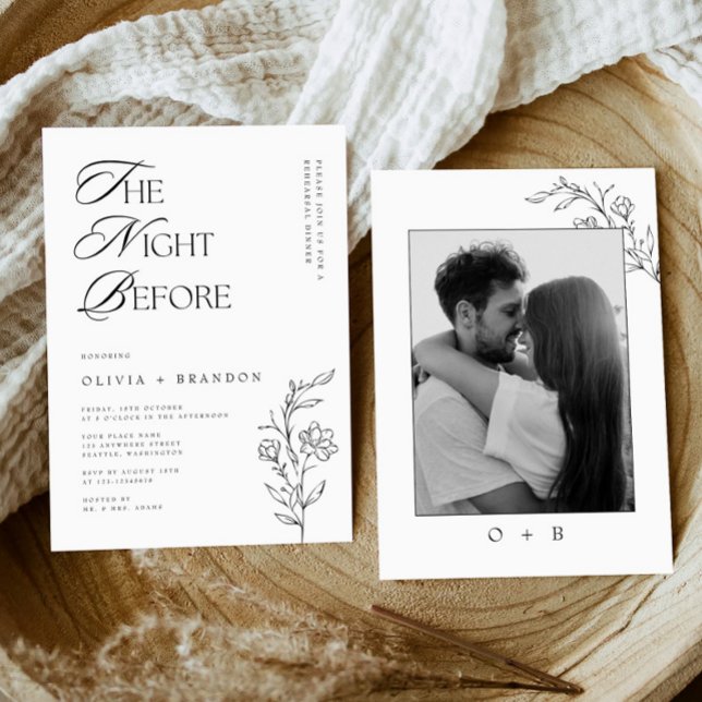Rustic Modern Night Before Rehearsal Dinner Photo Invitation (Creator Uploaded)