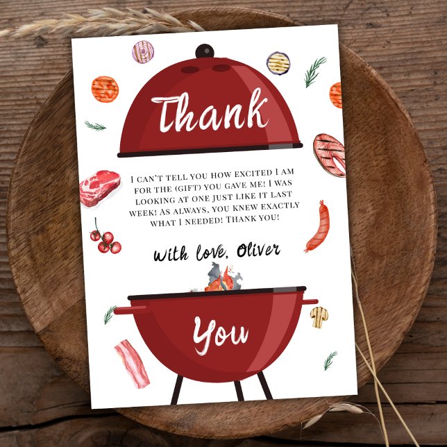 Rustic Modern Outdoor Backyard BBQ Baby Shower  Thank You Card (Rustic Modern Outdoor Backyard BBQ Baby Shower Thank You Card)
