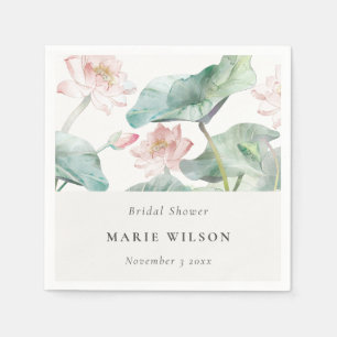 Rustic Modern Pastel Blush Waterlily Bridal Shower Napkin