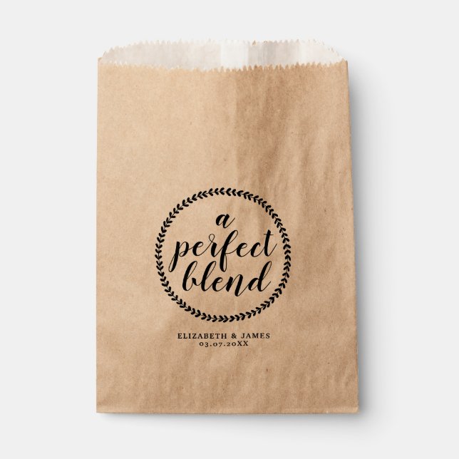 Rustic Modern Perfect Blend Custom Wedding Coffee Favour Bags (Front)