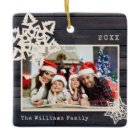 Rustic Modern Photo DIY Snowflake Family Name Wood