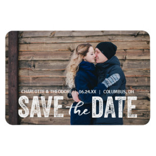 Rustic Modern Photo Save the Date Magnet