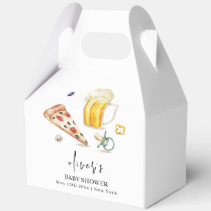 Rustic Modern Pizza Beers Pacifier Baby Shower Favour Box