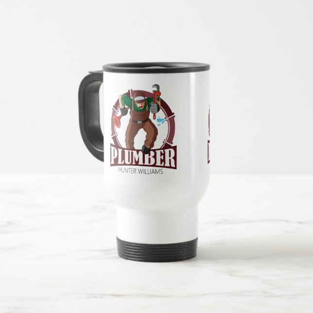 Rustic Modern Plumber Handyman Professional Tools Travel Mug (Front Left)