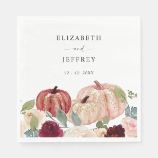 Rustic Modern Pumpkins Country Fall Wedding Napkin
